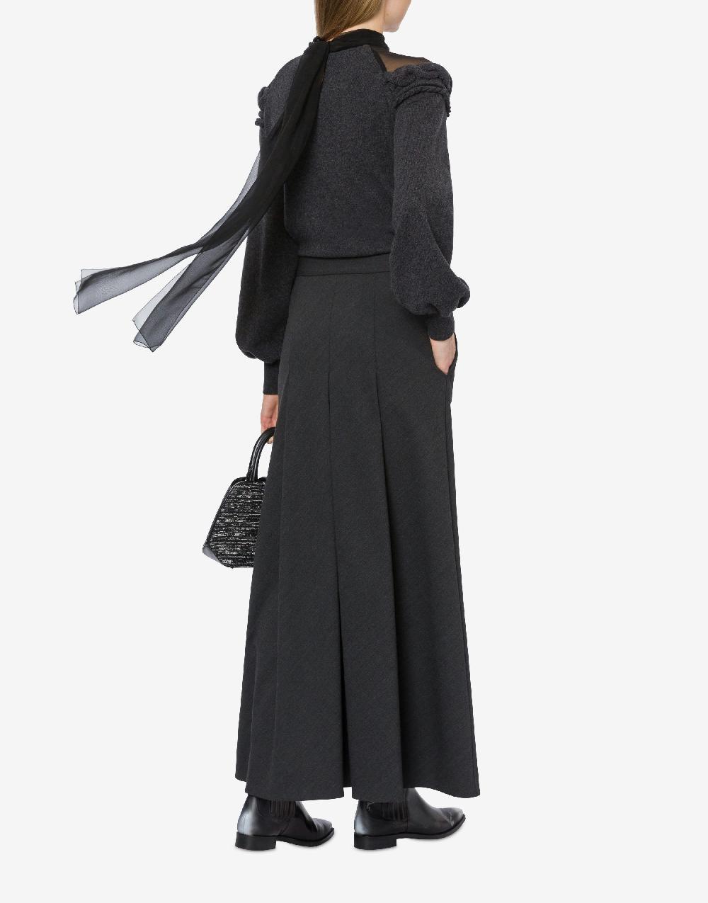 Alberta Ferretti Gonna lunga in twill di lana stretch In Saldo