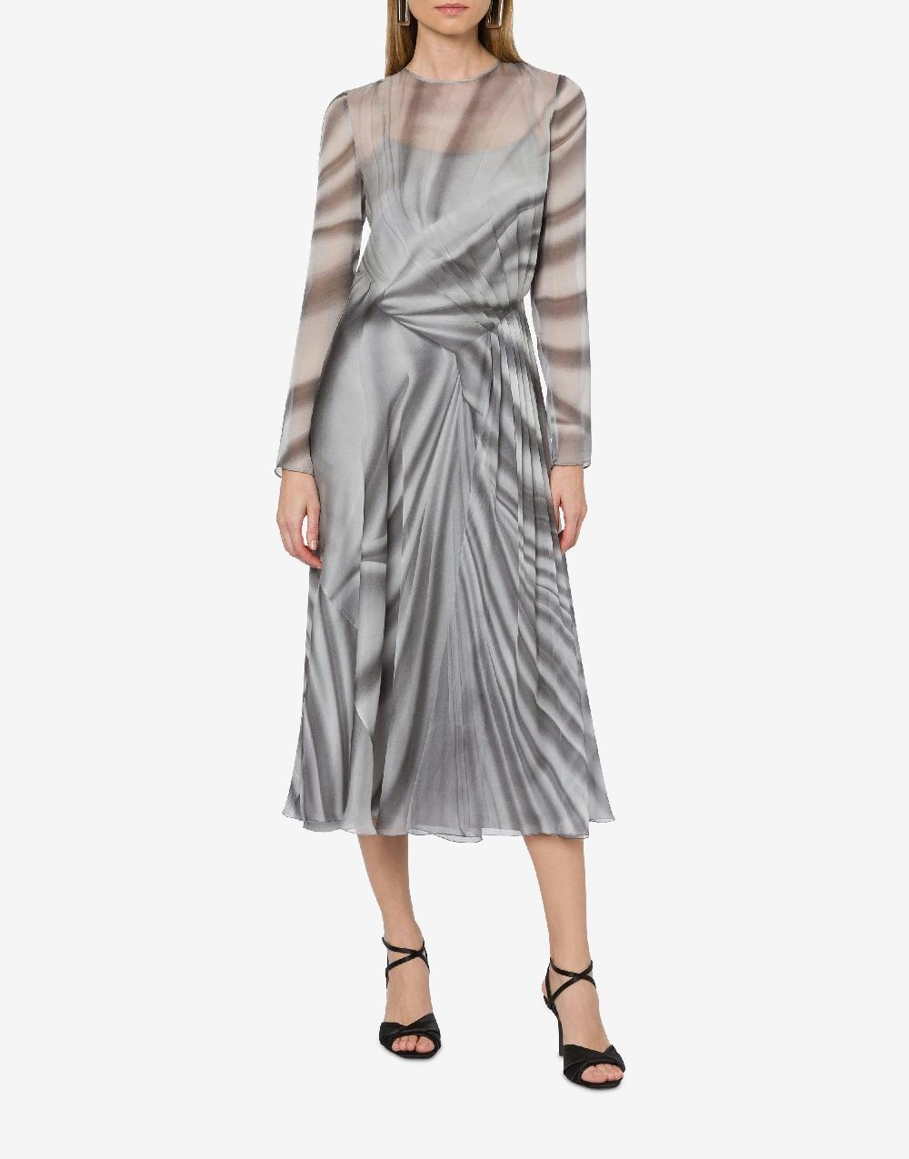 Alberta Ferretti Abito longuette in chiffon con stampa Drappeggio 2025