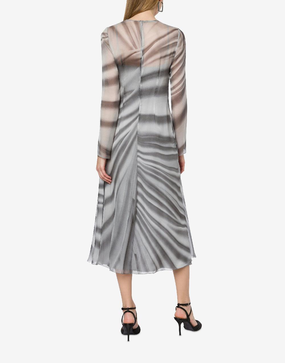 Alberta Ferretti Abito longuette in chiffon con stampa Drappeggio 2025