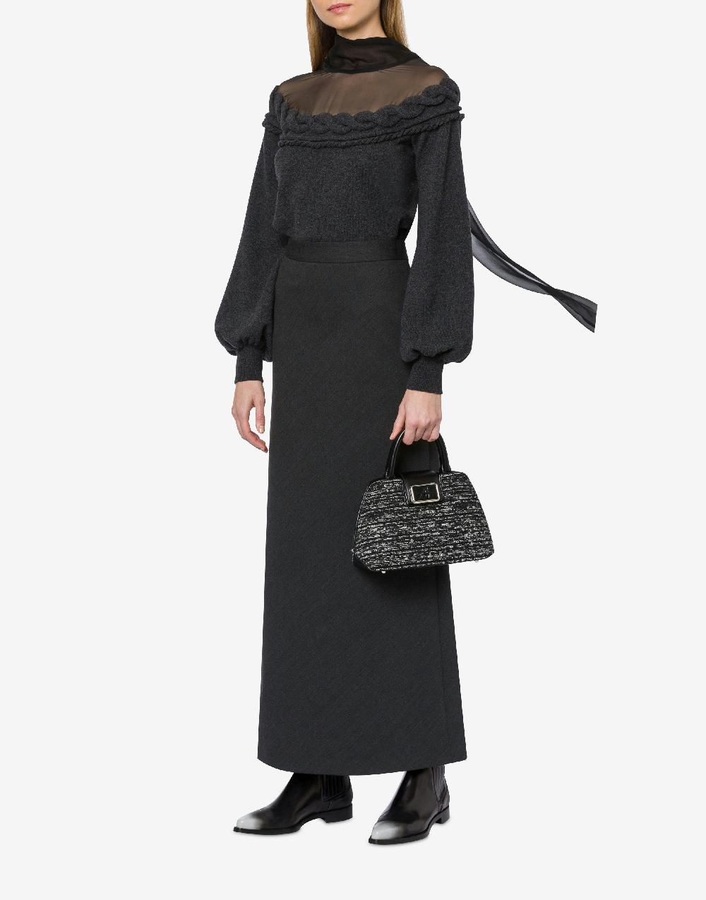 Alberta Ferretti Maglia in lana cashmere e chiffon Nuovo