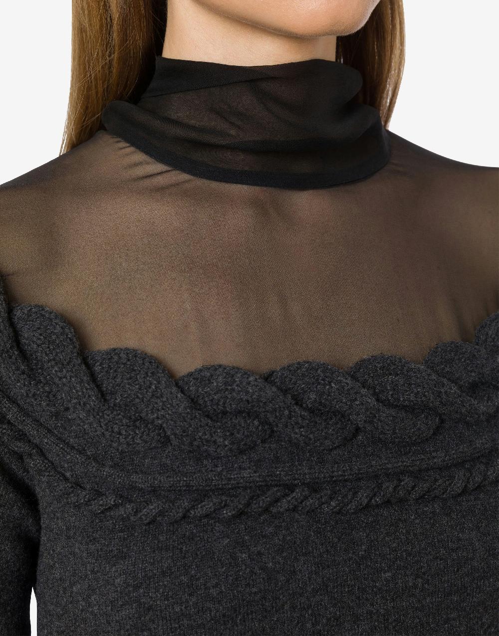 Alberta Ferretti Maglia in lana cashmere e chiffon Nuovo