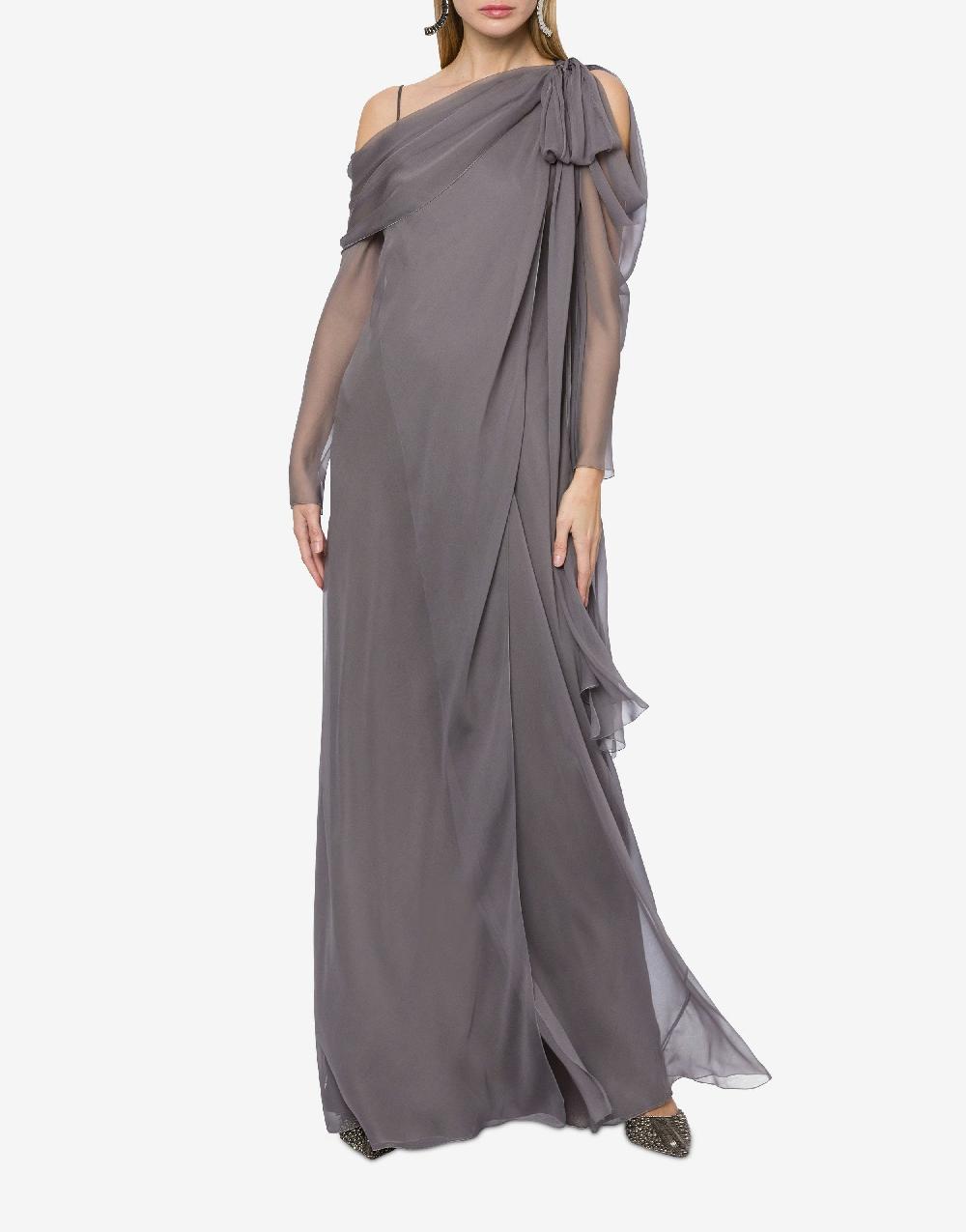 Alberta Ferretti Abito lungo in chiffon con drappeggi Vendita
