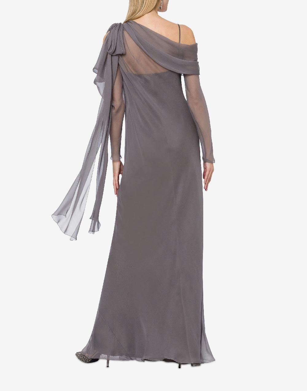 Alberta Ferretti Abito lungo in chiffon con drappeggi Vendita
