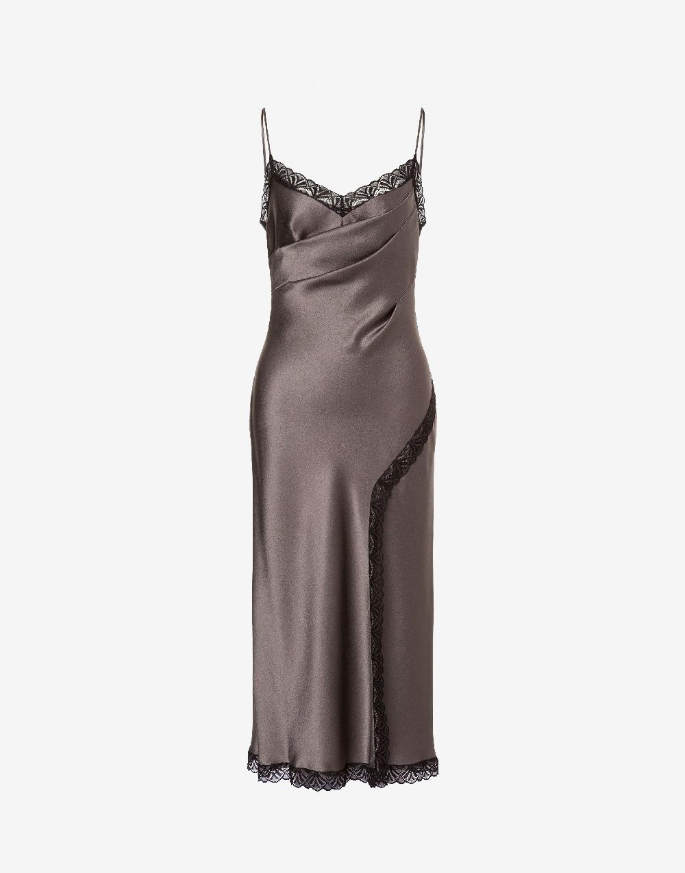 Alberta Ferretti Abito sottoveste in raso con pizzo Promozione