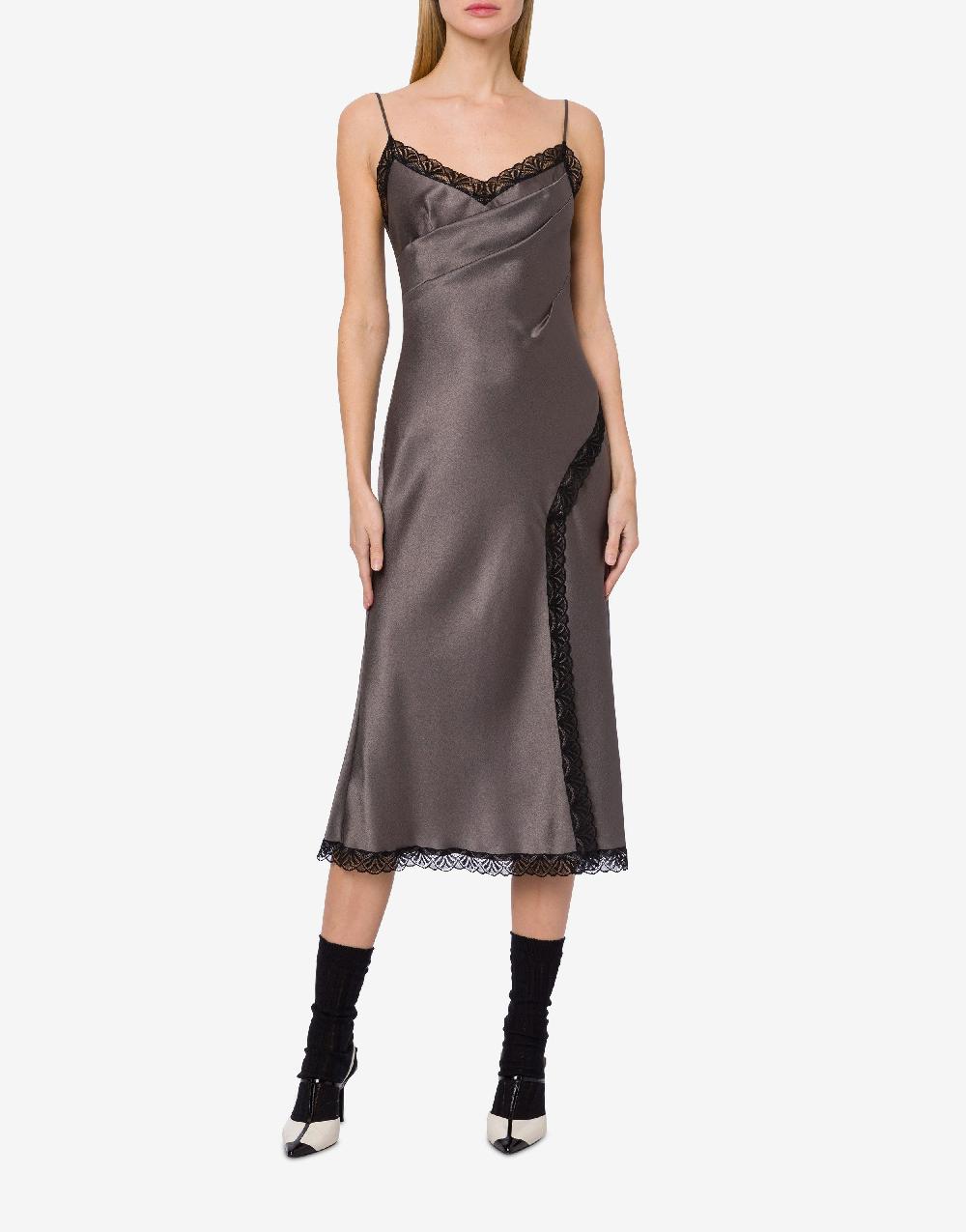 Alberta Ferretti Abito sottoveste in raso con pizzo Promozione