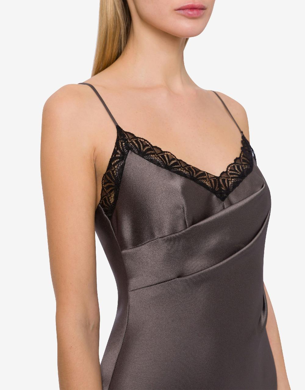 Alberta Ferretti Abito sottoveste in raso con pizzo Promozione