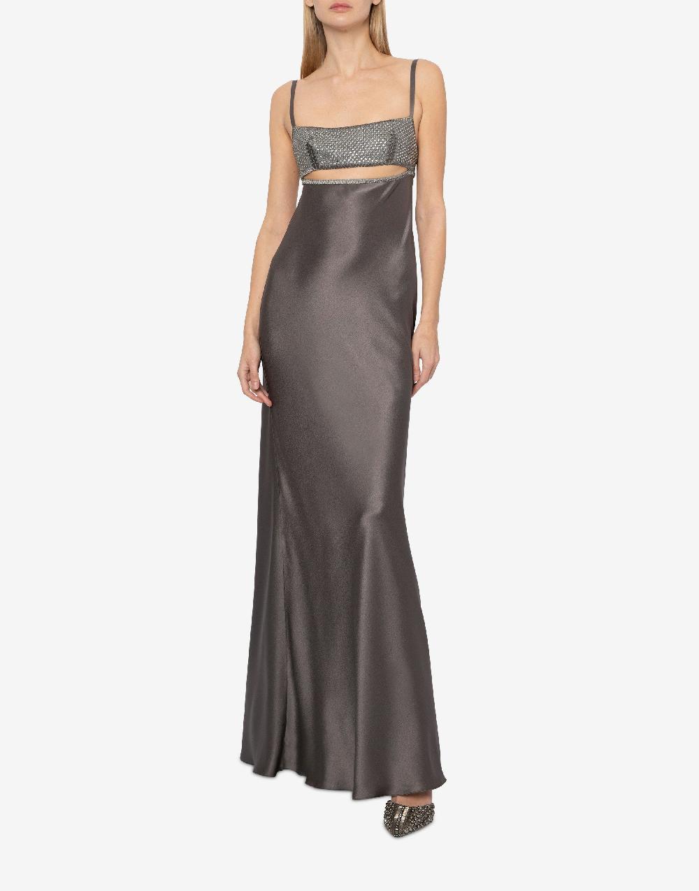 Alberta Ferretti Abito in raso con cut-out e ricamo Spedizione Gratuita