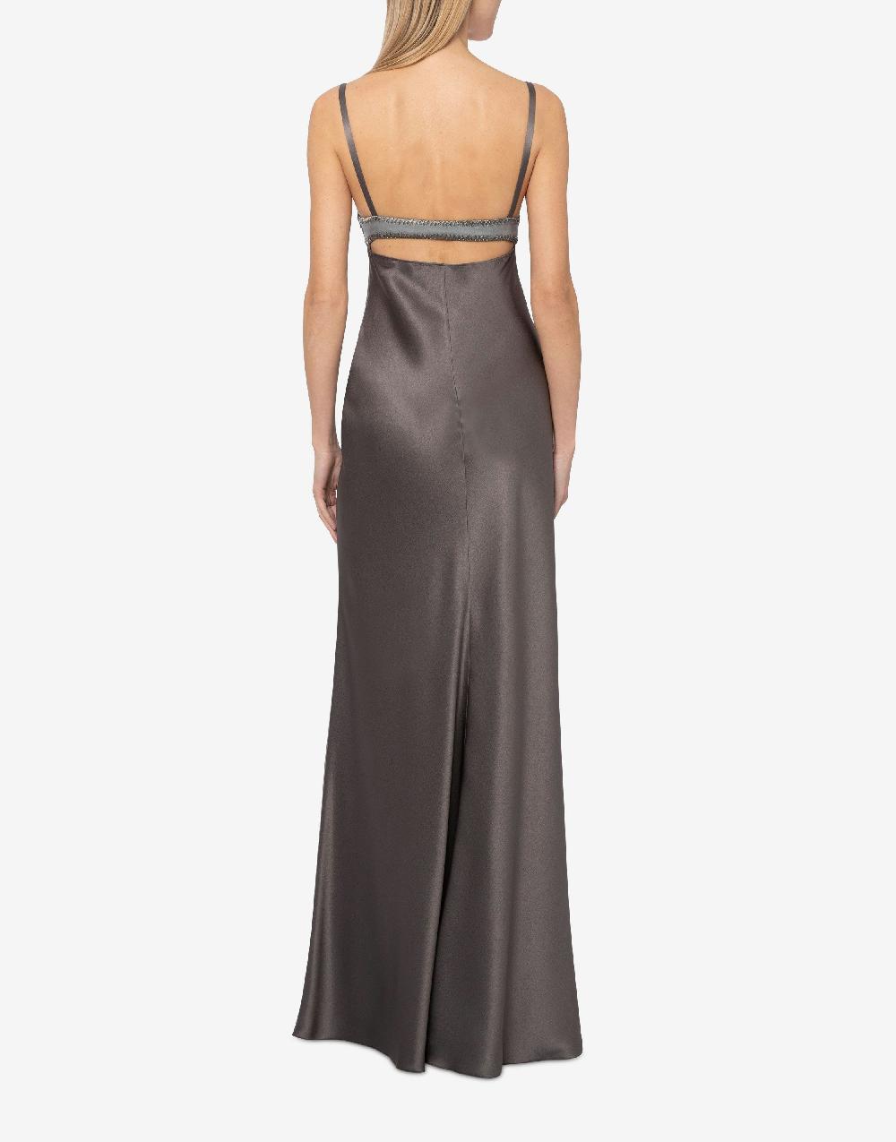 Alberta Ferretti Abito in raso con cut-out e ricamo Spedizione Gratuita