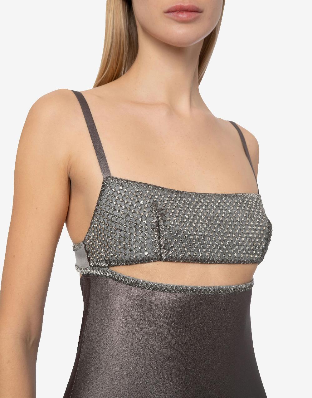 Alberta Ferretti Abito in raso con cut-out e ricamo Spedizione Gratuita
