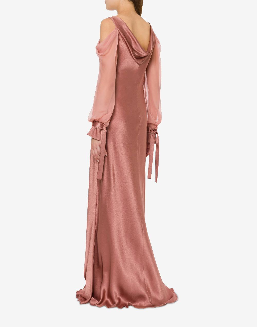 Alberta Ferretti Abito in raso con maniche in chiffon Promozione Limitata