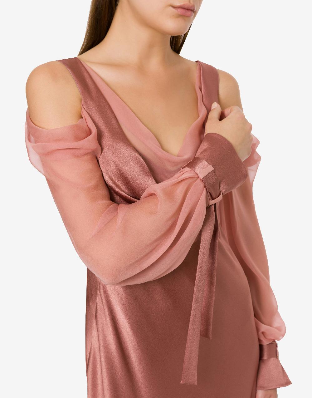 Alberta Ferretti Abito in raso con maniche in chiffon Promozione Limitata