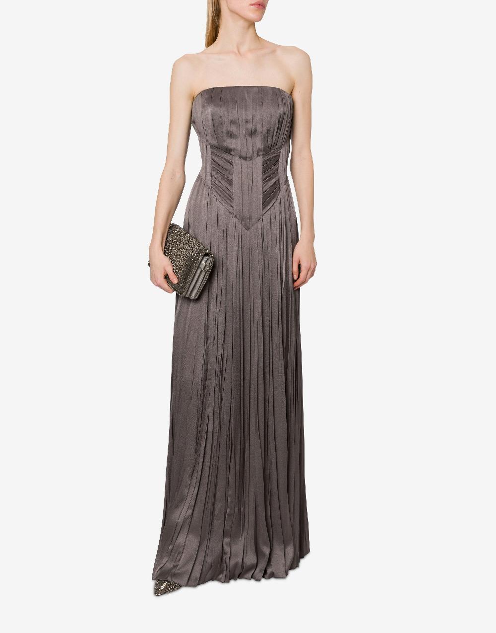 Alberta Ferretti Abito bustier in raso plissé Novità