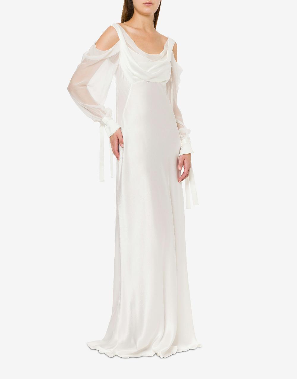 Alberta Ferretti Abito in raso con maniche in chiffon Outlet