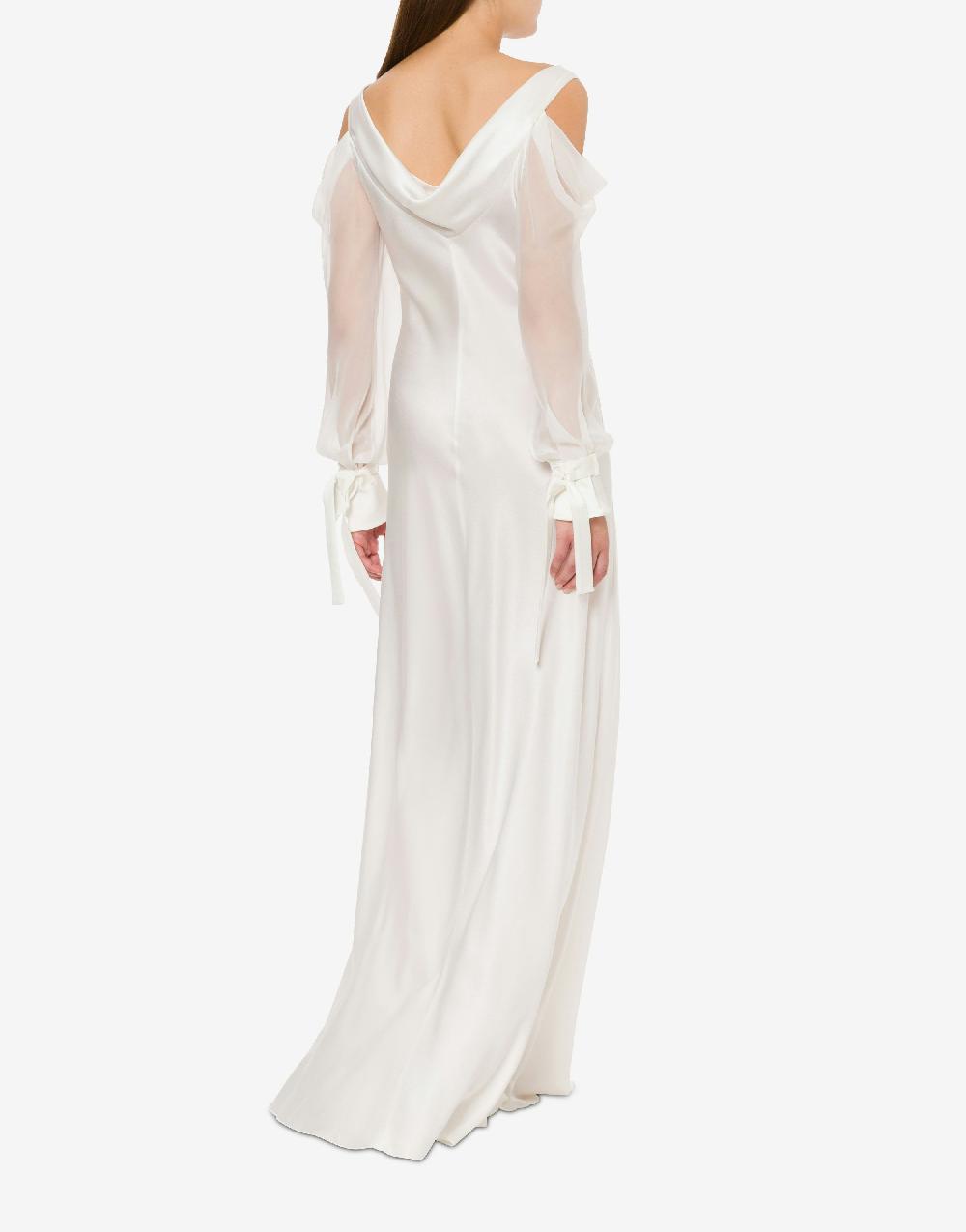 Alberta Ferretti Abito in raso con maniche in chiffon Outlet