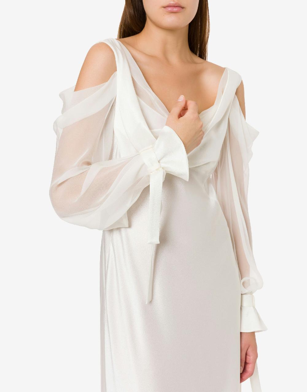 Alberta Ferretti Abito in raso con maniche in chiffon Outlet