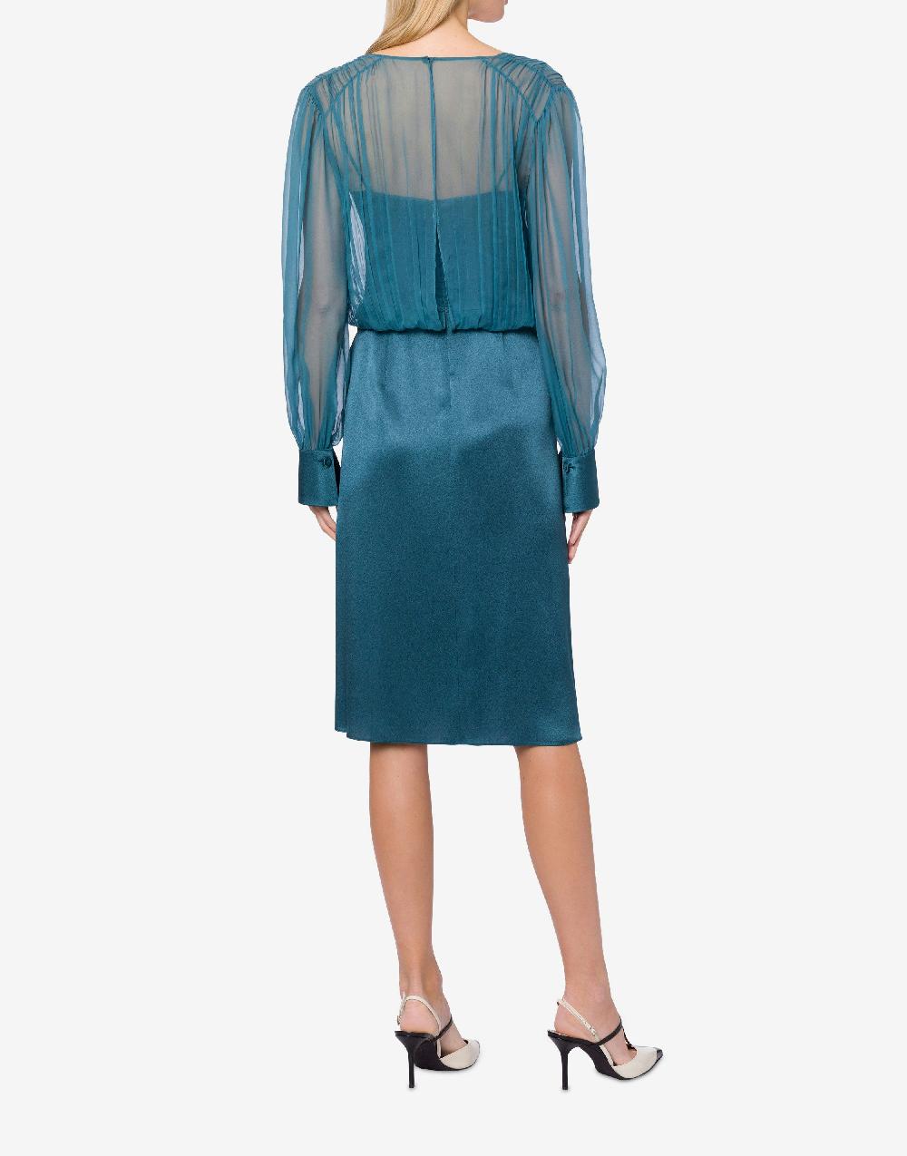 Alberta Ferretti Abito midi in raso e chiffon Offerte