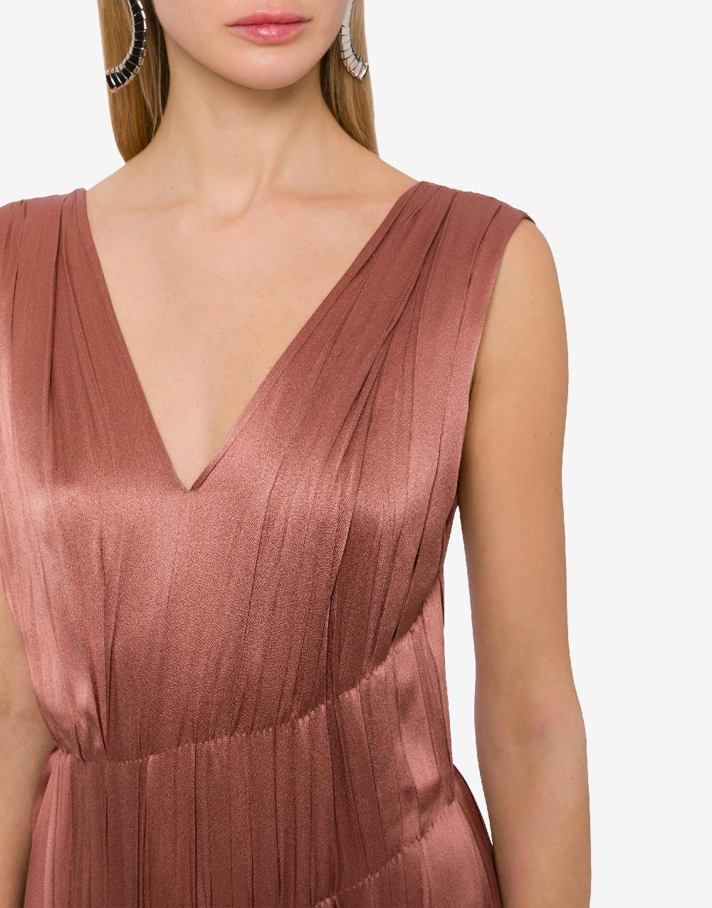 Alberta Ferretti Abito lungo in raso con plissé Vendita Economica