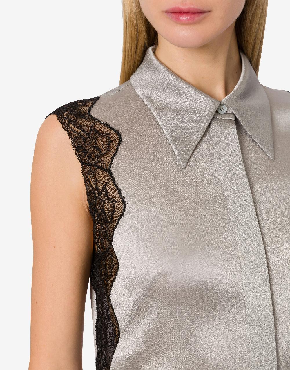 Alberta Ferretti Top camicia in raso con pizzo Consegna Veloce
