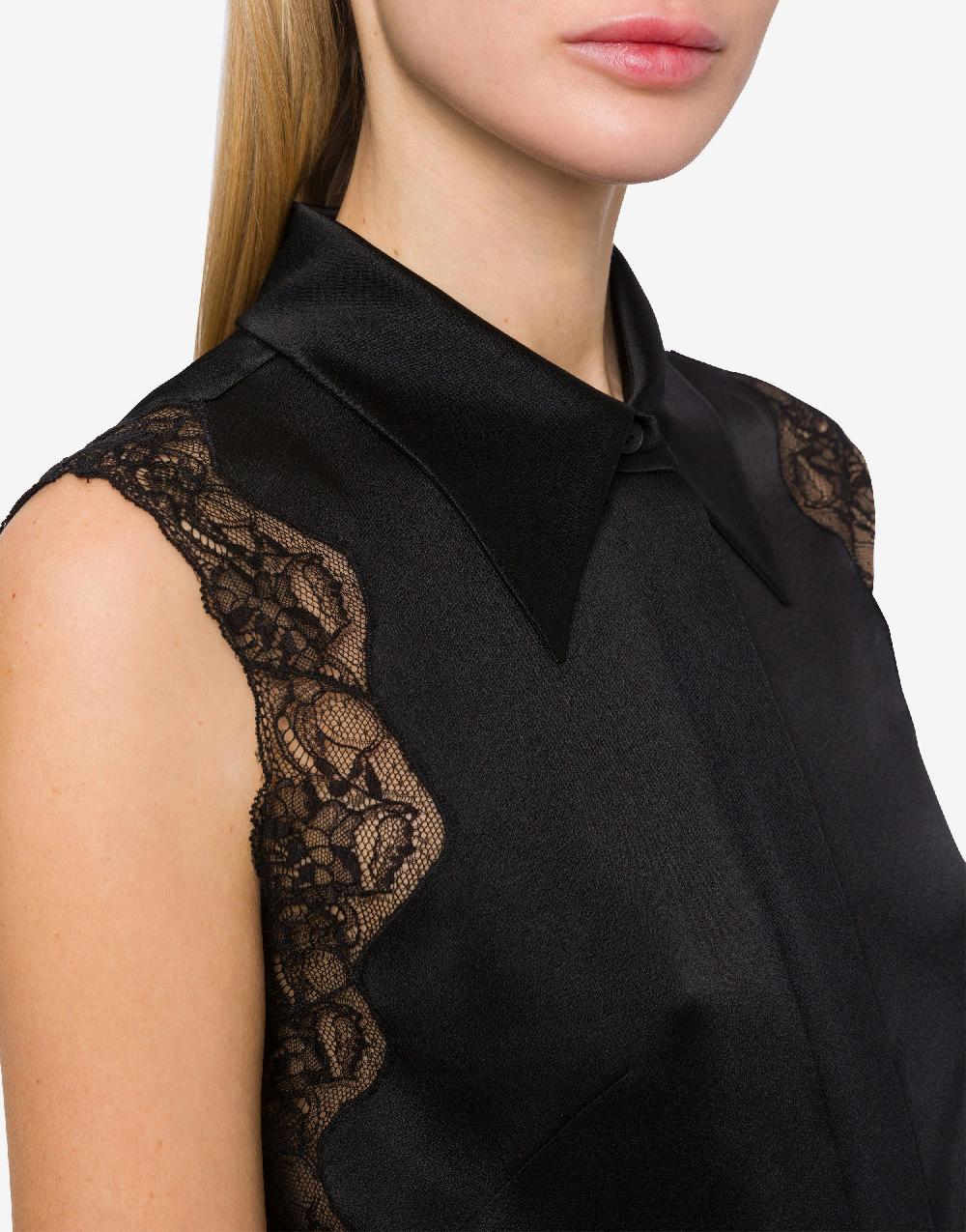 Alberta Ferretti Top camicia in raso con pizzo Promozione Limitata