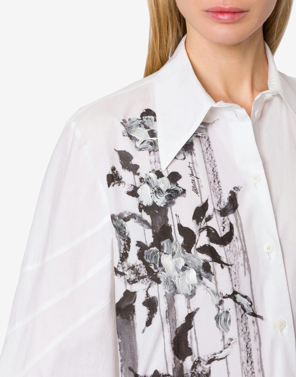 Alberta Ferretti Camicia in popeline stretch Dripping Roses Prezzo Ridotto
