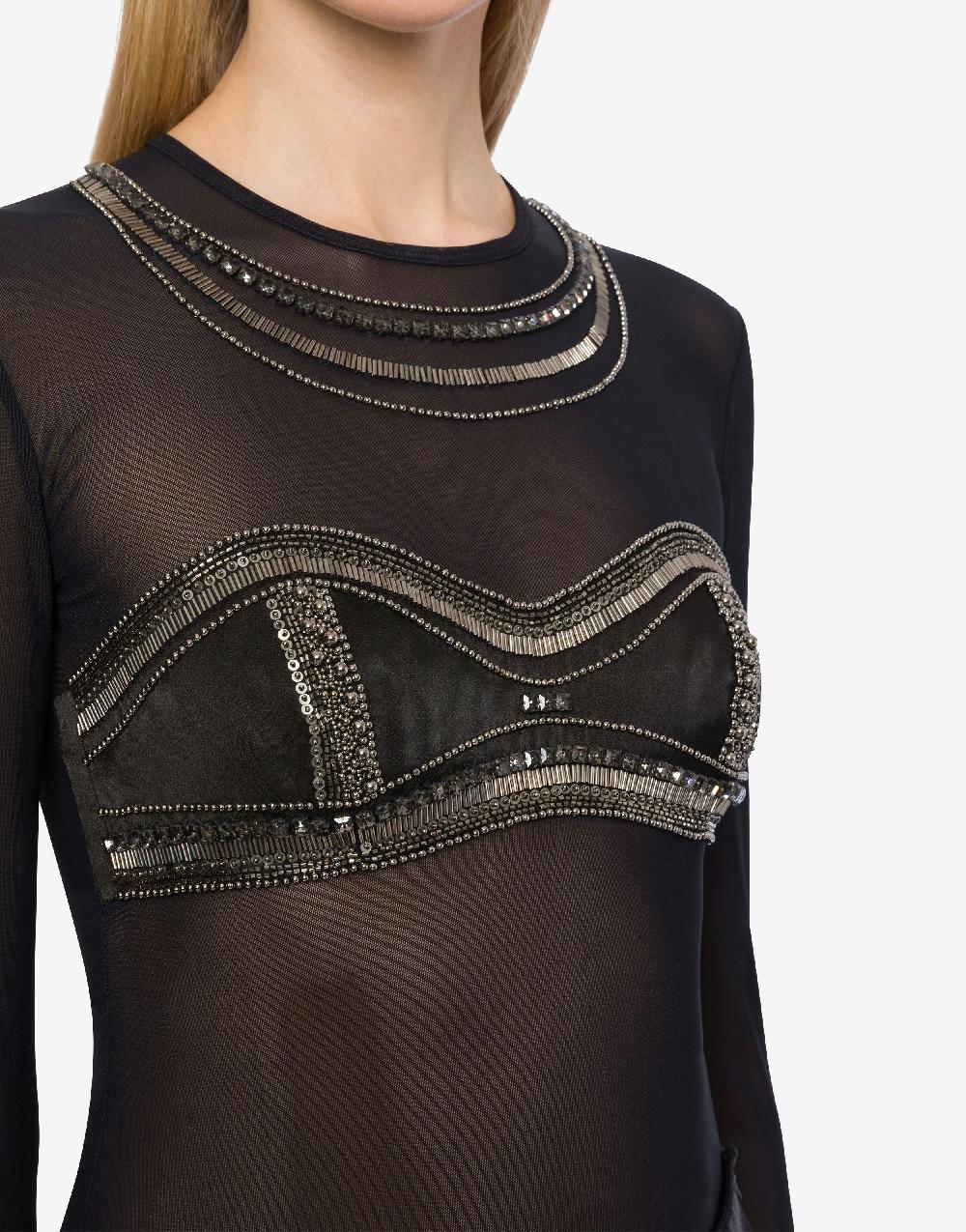Alberta Ferretti T-shirt in tulle con ricamo Novità