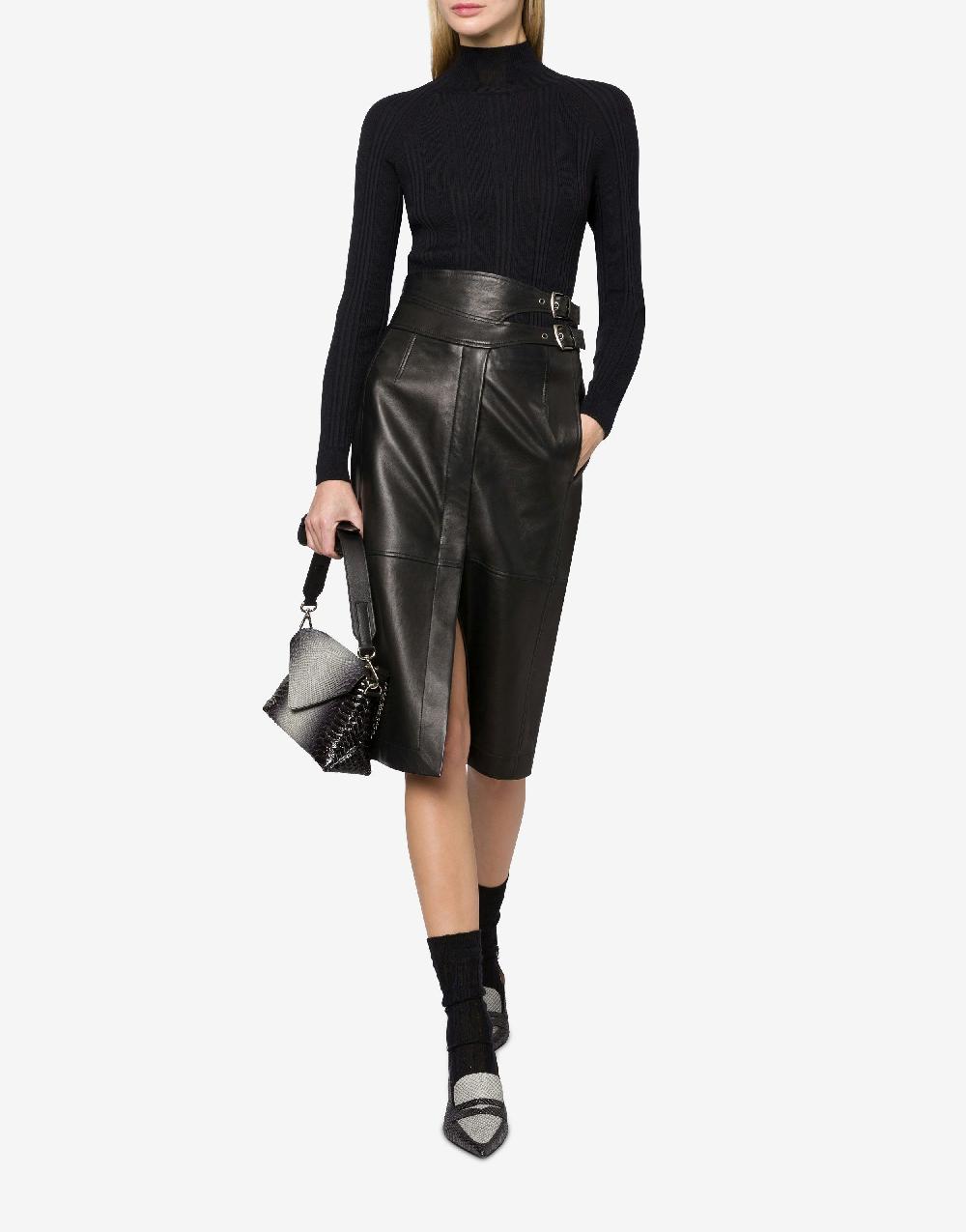 Alberta Ferretti Gonna midi in nappa glossy Online