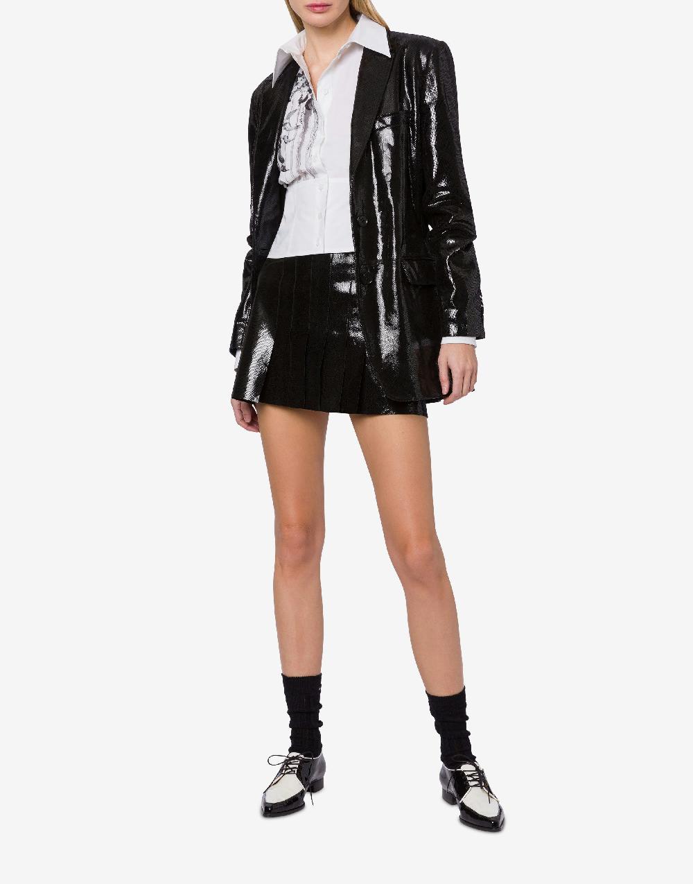 Alberta Ferretti Giacca in suede con stampa Snake Sconto