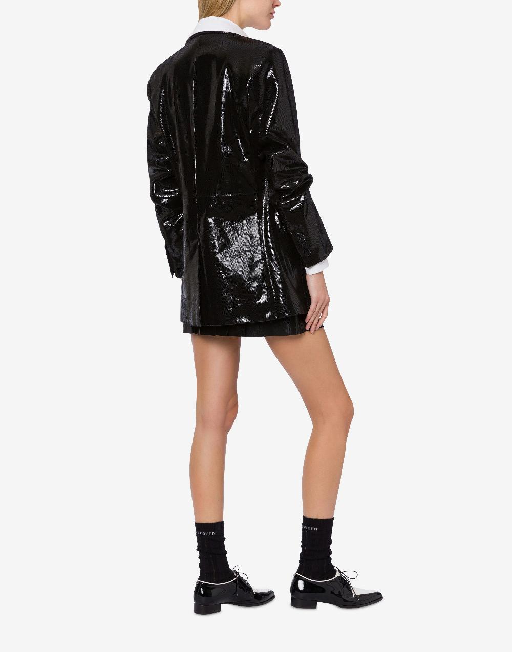 Alberta Ferretti Giacca in suede con stampa Snake Sconto