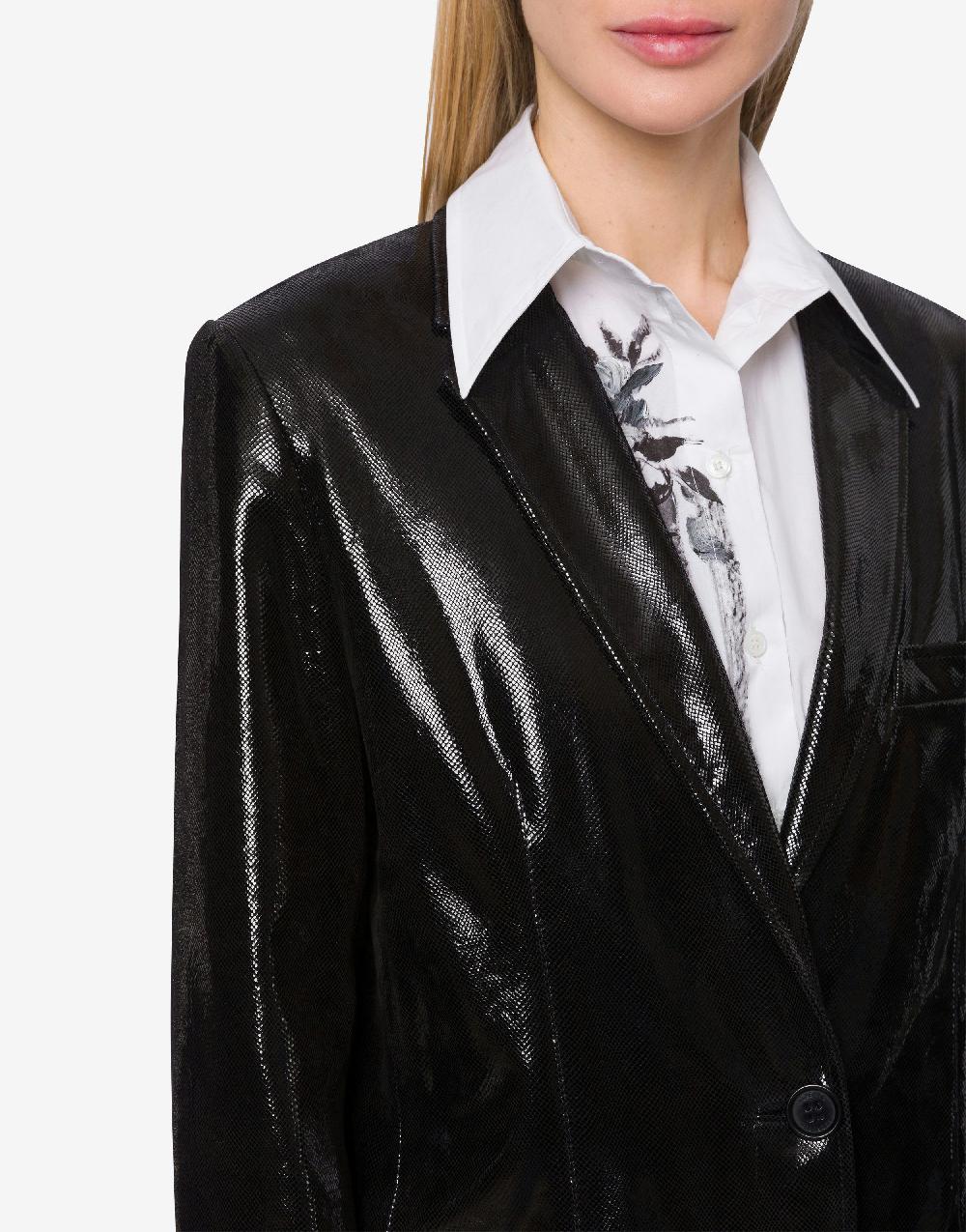 Alberta Ferretti Giacca in suede con stampa Snake Sconto