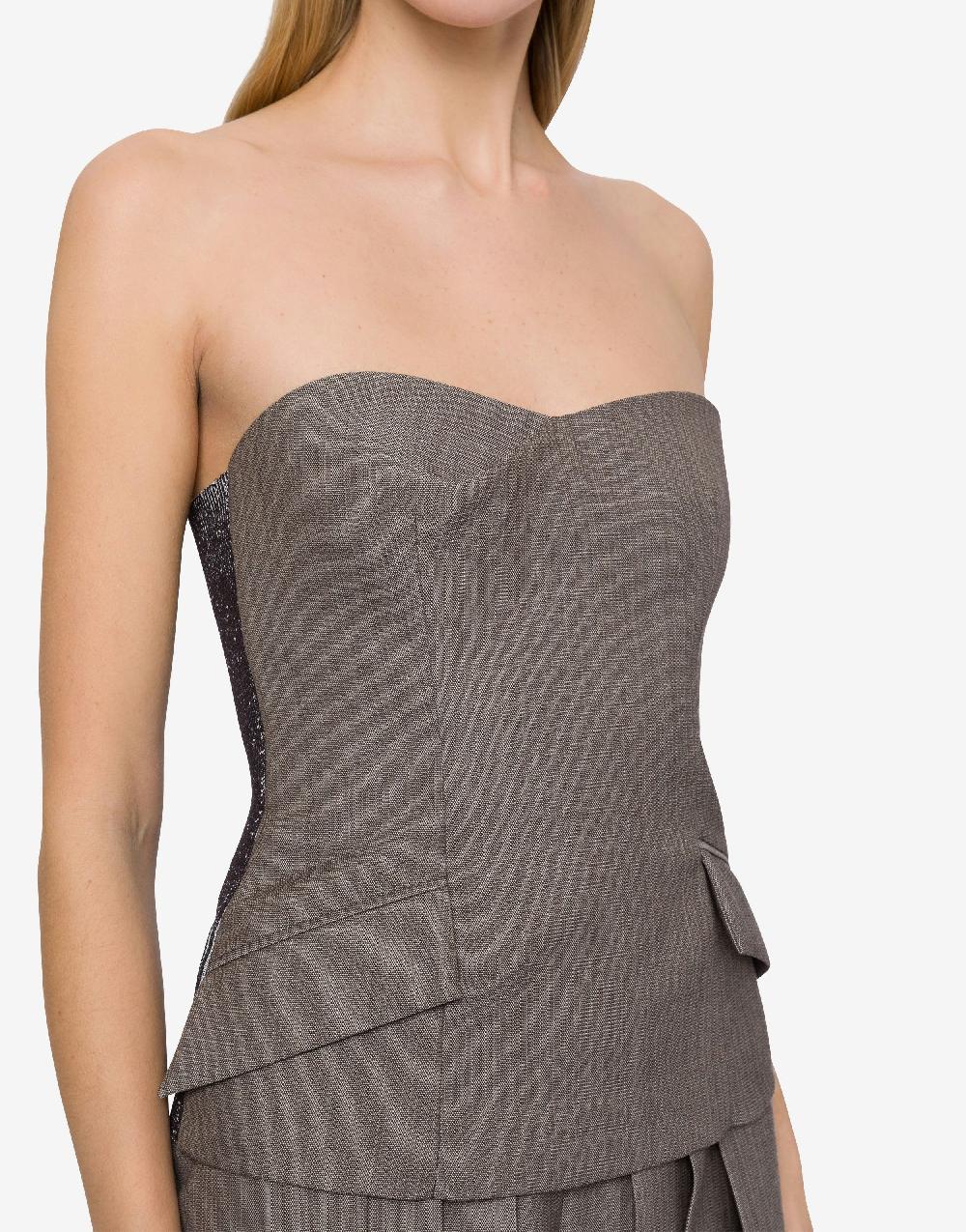 Alberta Ferretti Top bustier in tweed di lana Hotsell