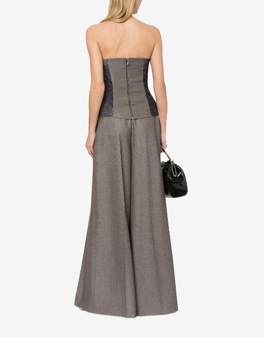Alberta Ferretti Pantalone in tweed di lana con pieghe Vendita Calda