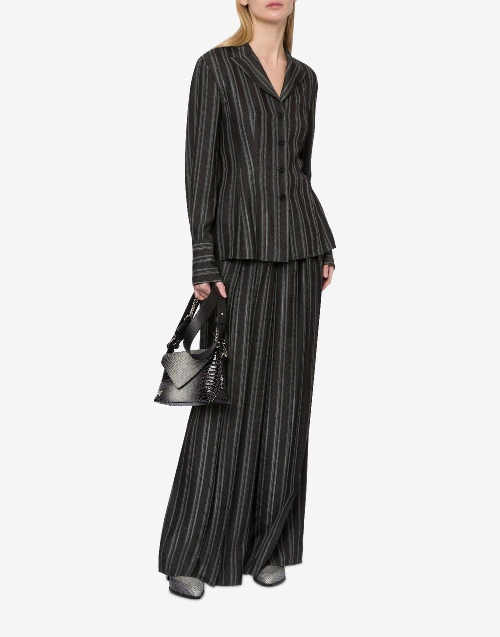 Alberta Ferretti Camicia in saglia di viscosa rigata Saldi Di Fabbrica