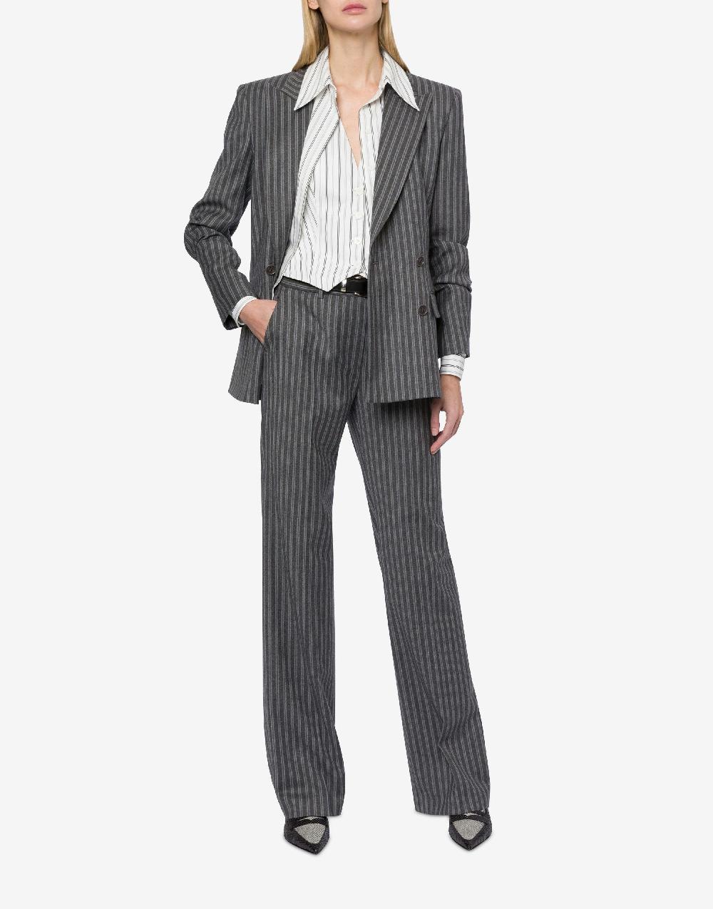 Alberta Ferretti Giacca doppiopetto in flanella rigata stretch Negozio
