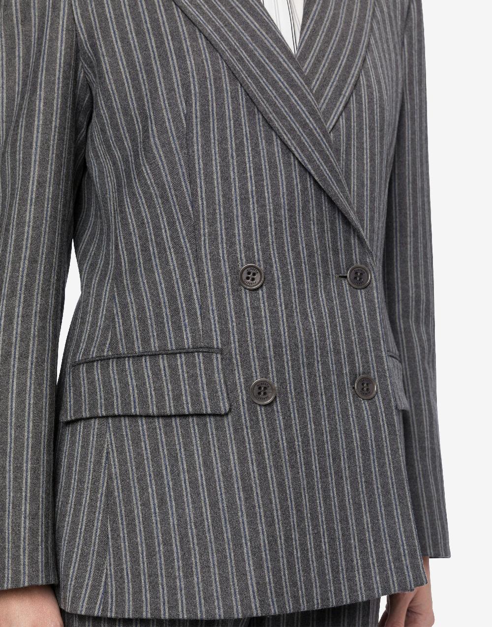 Alberta Ferretti Giacca doppiopetto in flanella rigata stretch Negozio