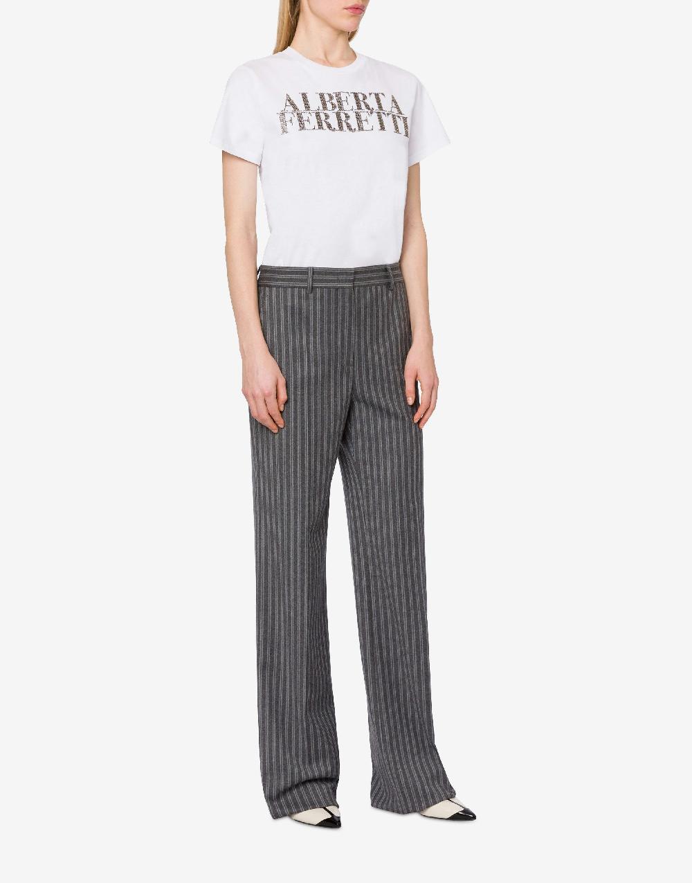 Alberta Ferretti T-shirt in jersey con ricamo logo Nuova