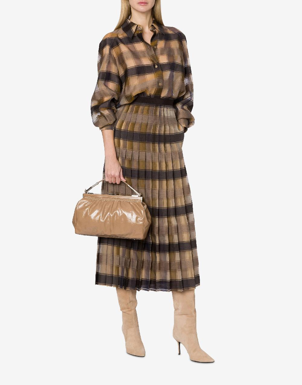 Alberta Ferretti Camicia oversize in organza check lana seta Italy