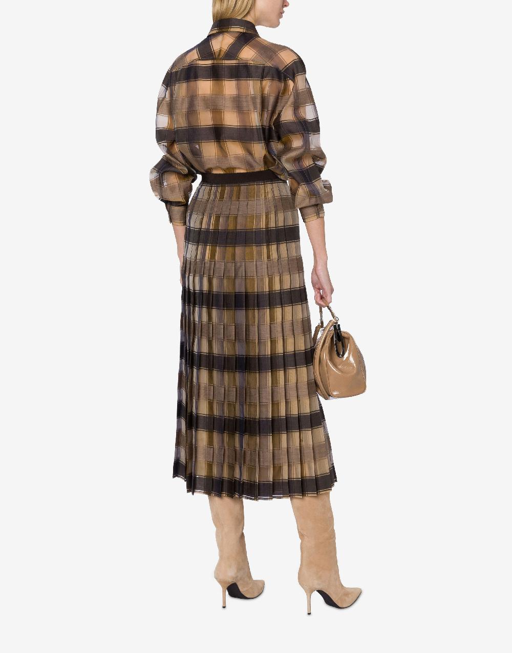 Alberta Ferretti Camicia oversize in organza check lana seta Italy