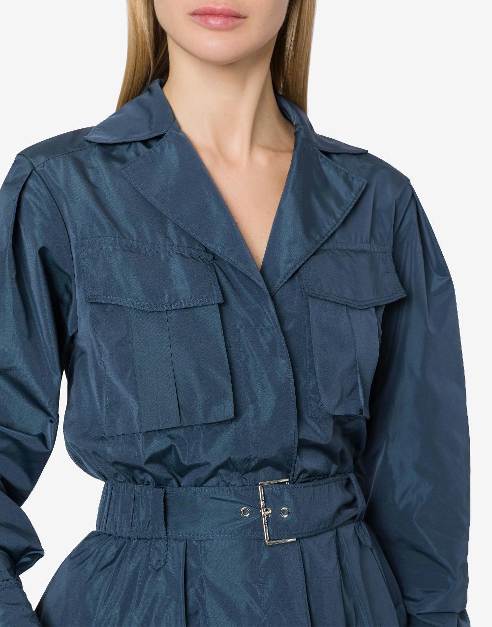 Alberta Ferretti Abito lungo in taffetas con cintura In Linea