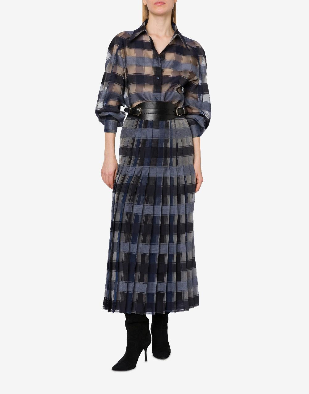 Alberta Ferretti Camicia oversize in organza check lana seta Nuovo