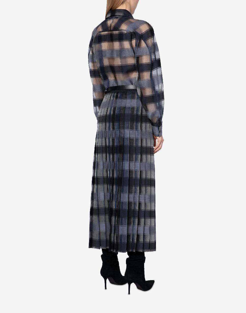 Alberta Ferretti Camicia oversize in organza check lana seta Nuovo