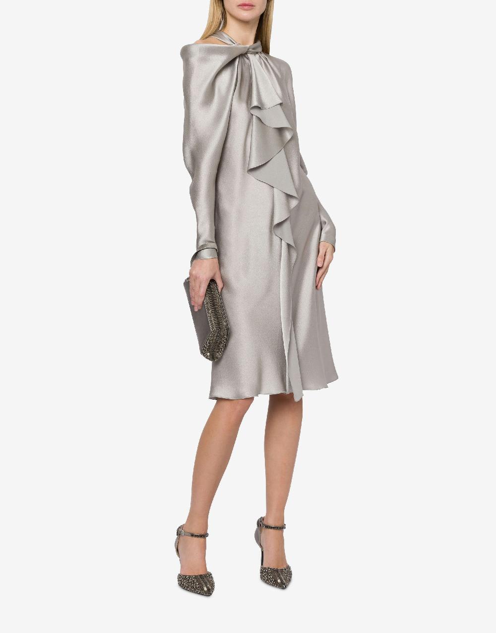 Alberta Ferretti Abito midi in raso con ruche Acquista Ora