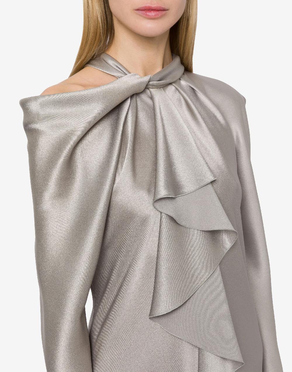 Alberta Ferretti Abito midi in raso con ruche Acquista Ora