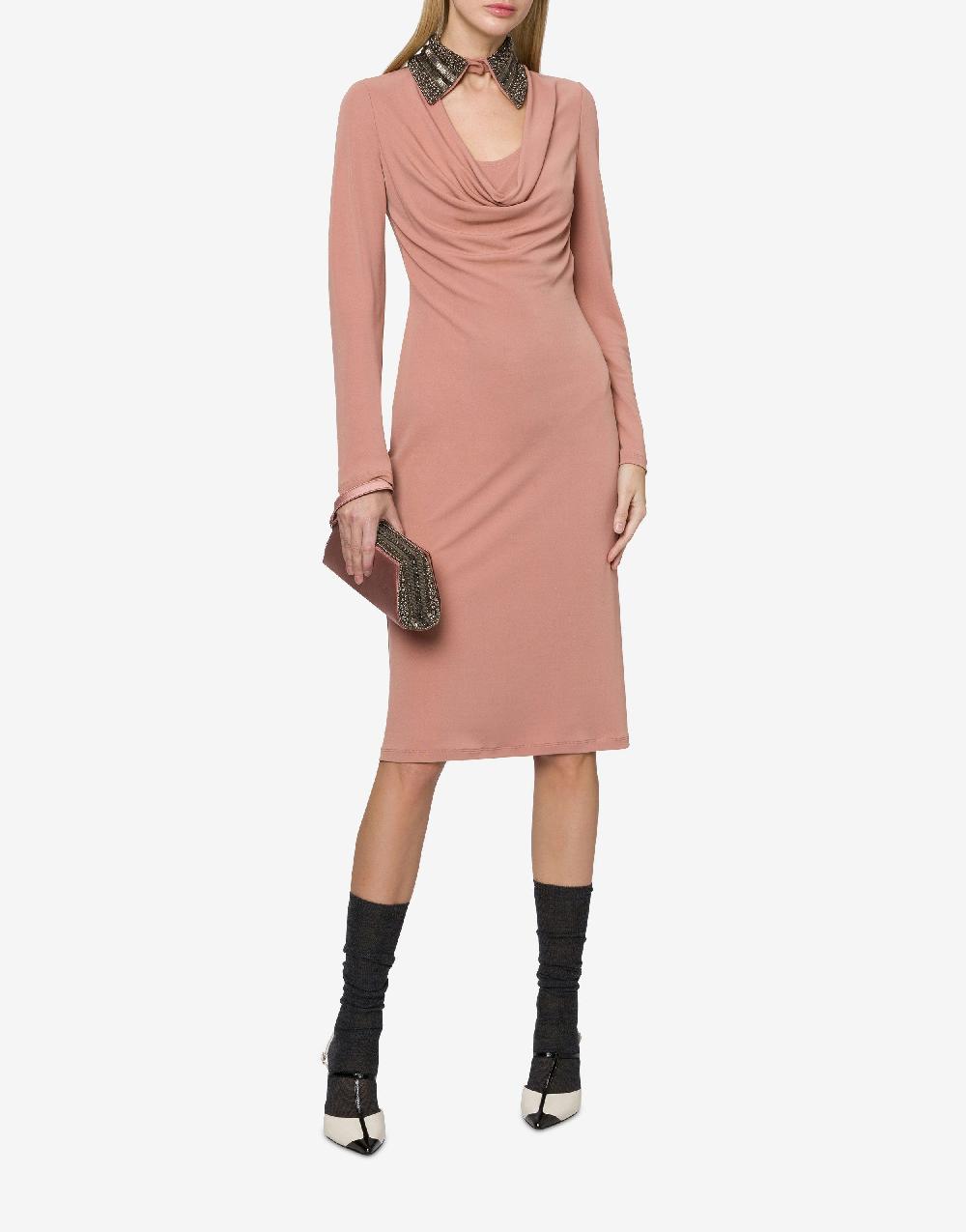 Alberta Ferretti Abito in organzino con colletto ricamato Shopping Online