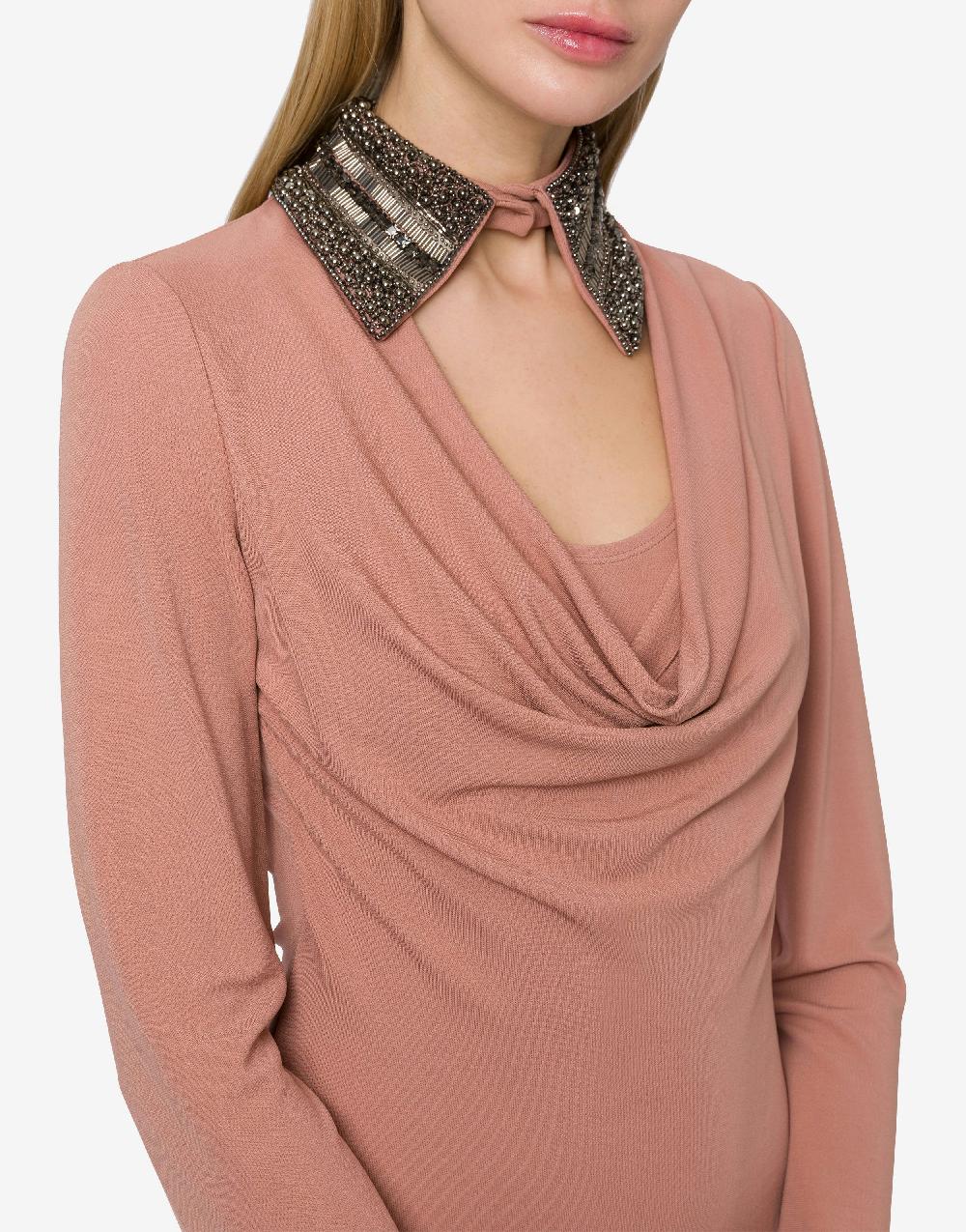 Alberta Ferretti Abito in organzino con colletto ricamato Shopping Online