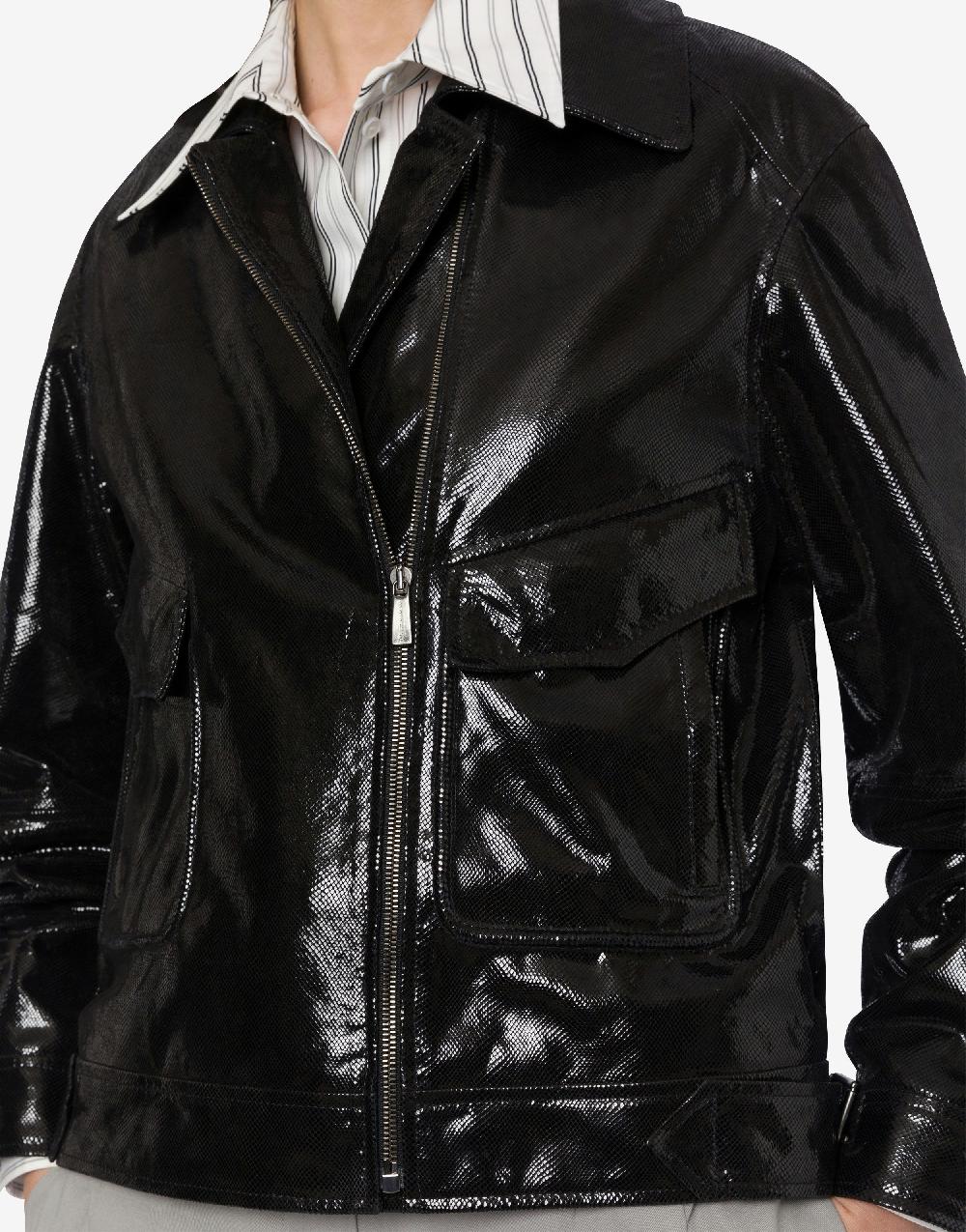 Alberta Ferretti Giacca biker in suede stampa Snake Prezzo Ridotto