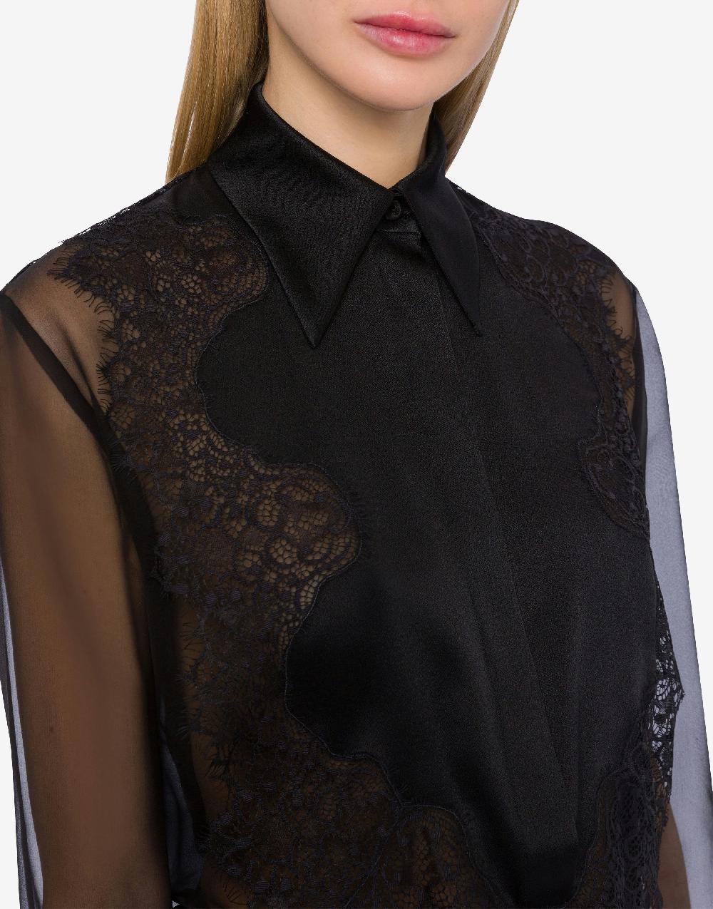 Alberta Ferretti Camicia in chiffon organico con pizzo Convenienza