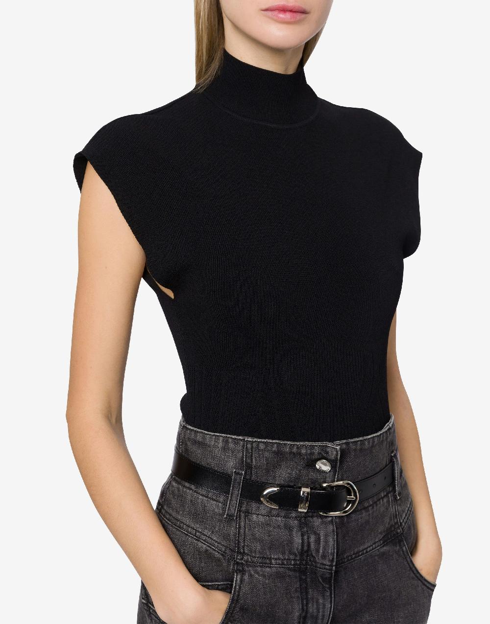 Alberta Ferretti Top a collo alto in maglia stretch Sconto