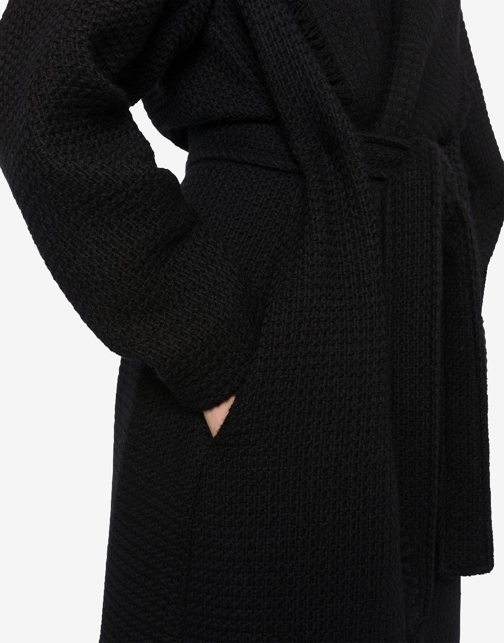 Alberta Ferretti Cappotto in stuoia di lana con frange In Vendita