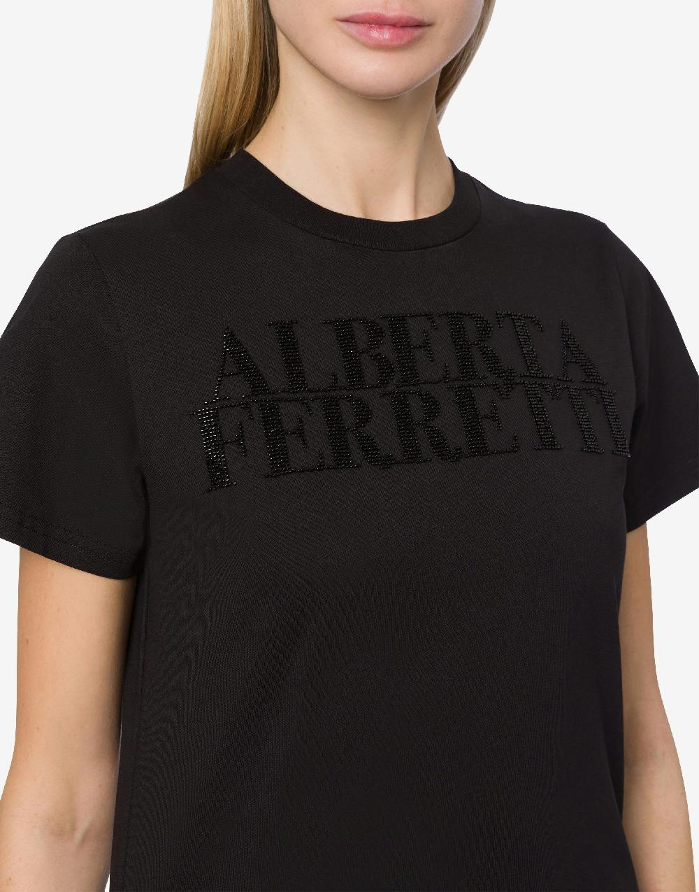 Alberta Ferretti T-shirt in jersey con ricamo logo Hotsell