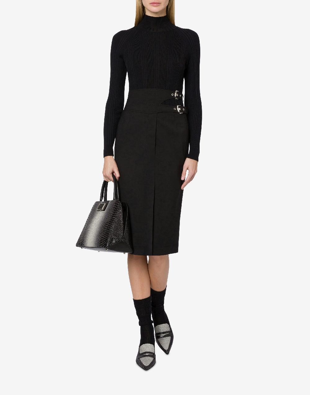 Alberta Ferretti Gonna midi in tela di lana stretch Vendita Calda